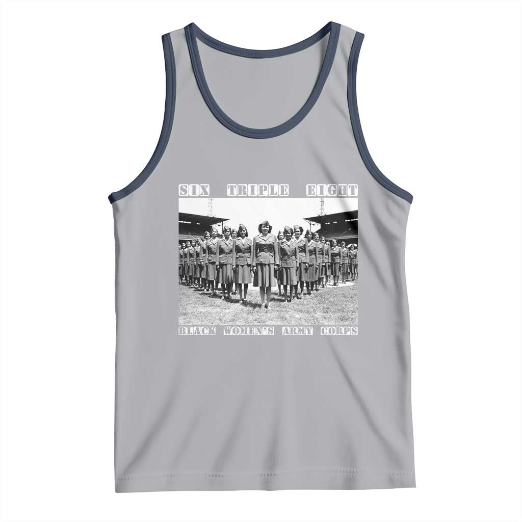 6 Triple 8 Tank Top Black Women's Army Corps 6888th Battalion TS02 Athletic Heather Navy Print Your Wear