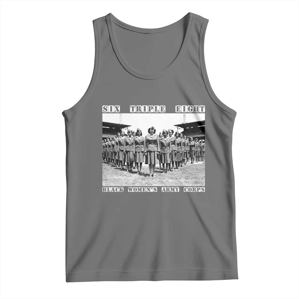 6 Triple 8 Tank Top Black Women's Army Corps 6888th Battalion TS02 Black Heather Print Your Wear