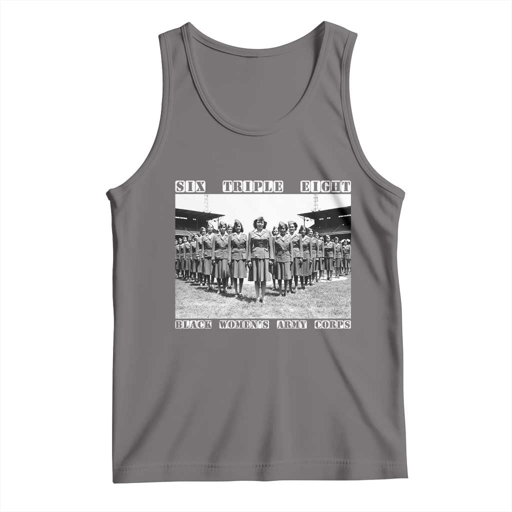 6 Triple 8 Tank Top Black Women's Army Corps 6888th Battalion TS02 Deep Heather Print Your Wear