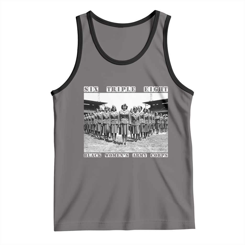 6 Triple 8 Tank Top Black Women's Army Corps 6888th Battalion TS02 Deep Heather Black Print Your Wear