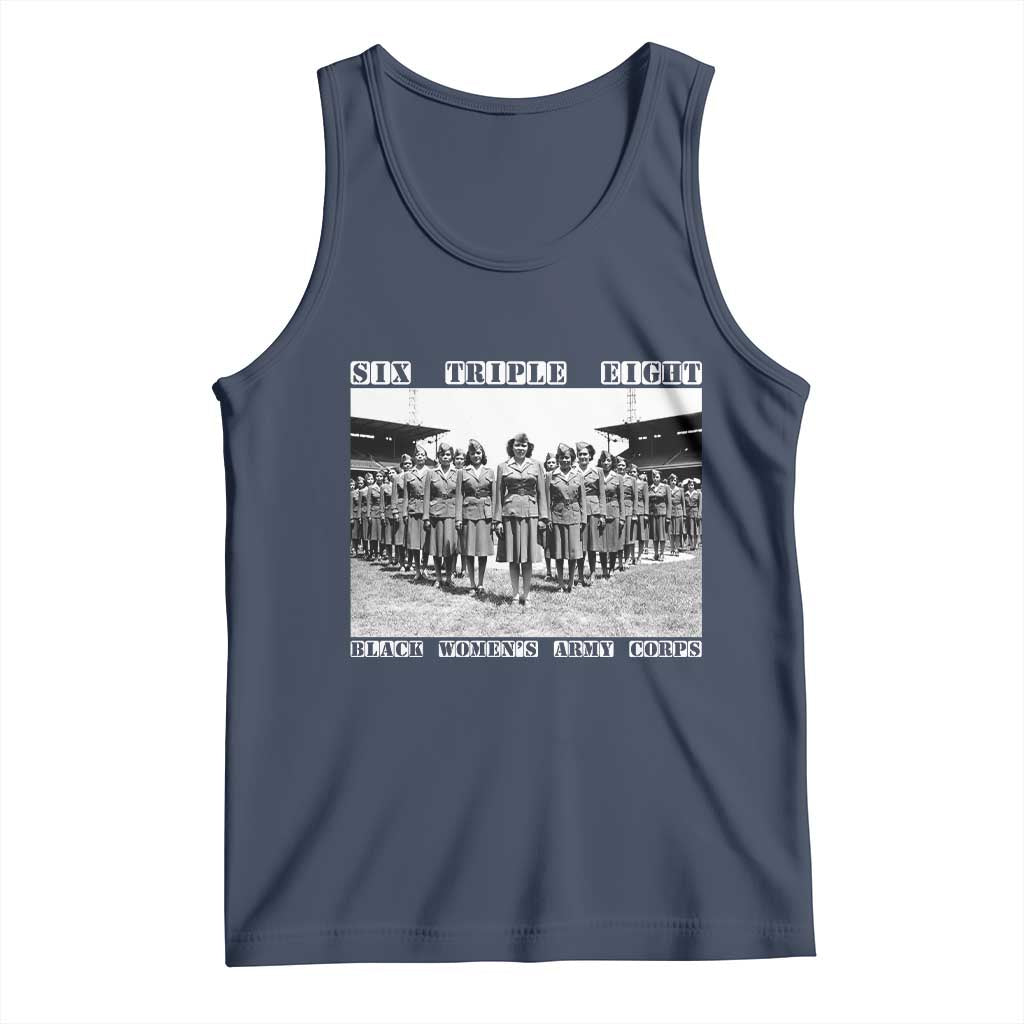6 Triple 8 Tank Top Black Women's Army Corps 6888th Battalion TS02 Navy Print Your Wear