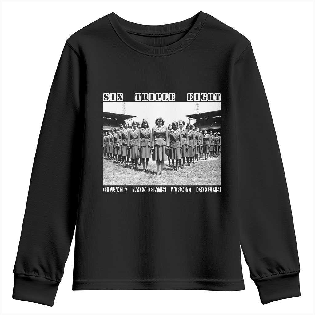 6 Triple 8 Youth Sweatshirt Black Women's Army Corps 6888th Battalion TS02 Black Print Your Wear