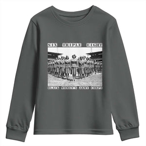 6 Triple 8 Youth Sweatshirt Black Women's Army Corps 6888th Battalion TS02 Dark Heather Print Your Wear