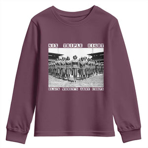 6 Triple 8 Youth Sweatshirt Black Women's Army Corps 6888th Battalion TS02 Maroon Print Your Wear