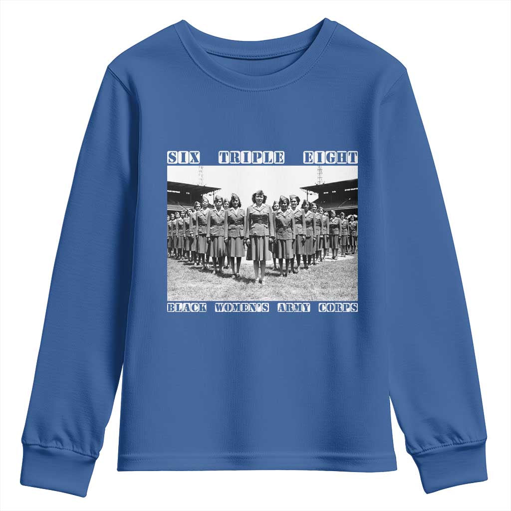 6 Triple 8 Youth Sweatshirt Black Women's Army Corps 6888th Battalion TS02 Royal Blue Print Your Wear