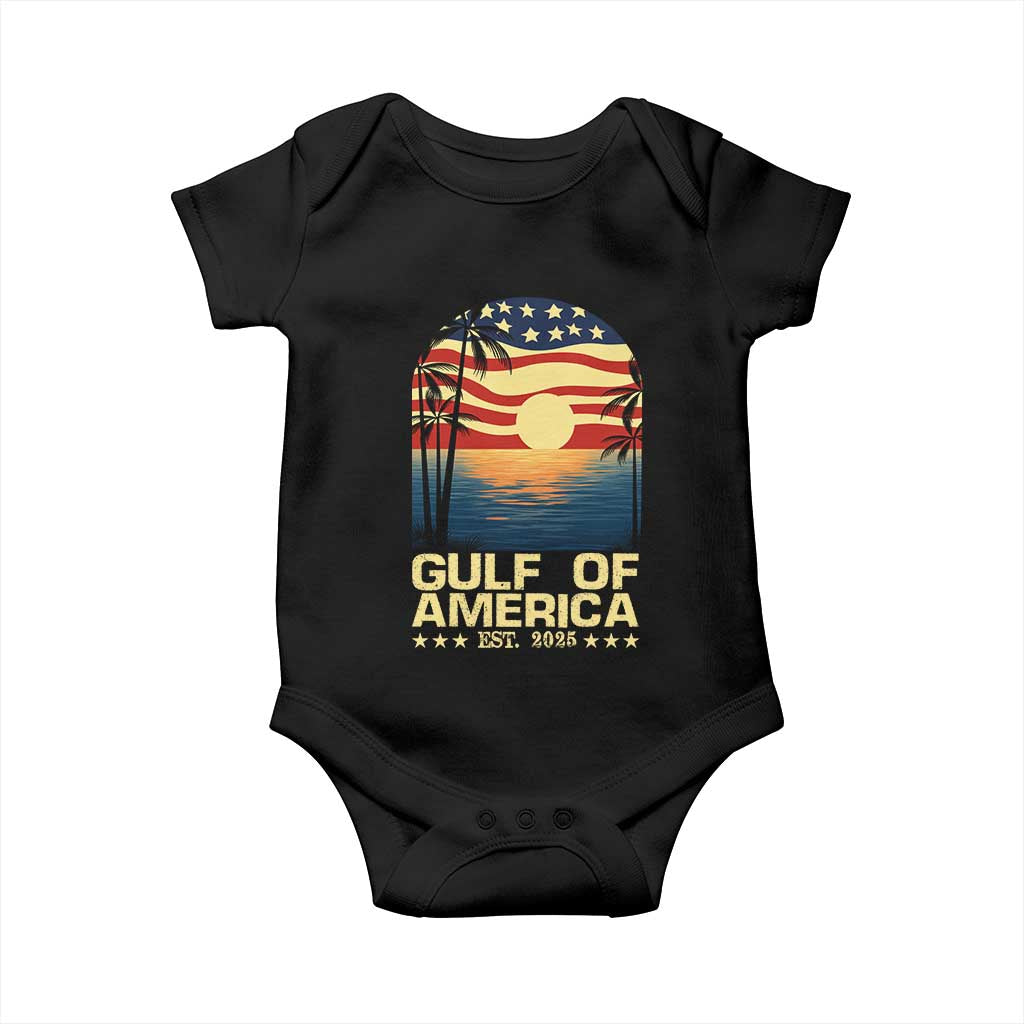 Gulf Of USA Baby Onesie Est 2025 American Flag Retro TS02 Black Print Your Wear