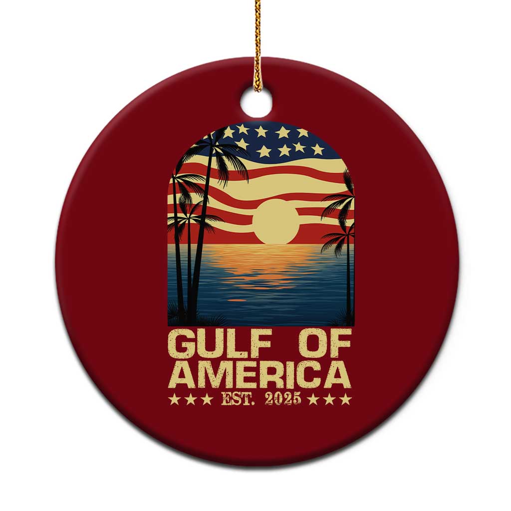 Gulf Of USA Ceramic Ornament Est 2025 American Flag Retro TS02 1pc Red Print Your Wear