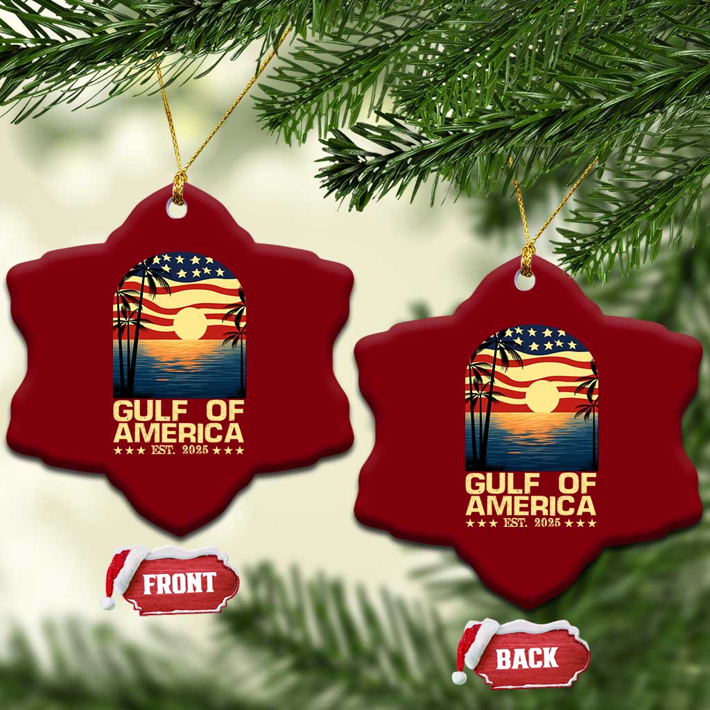 Gulf Of USA Ceramic Ornament Est 2025 American Flag Retro TS02 Print Your Wear