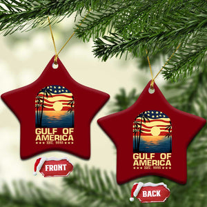 Gulf Of USA Ceramic Ornament Est 2025 American Flag Retro TS02 Print Your Wear