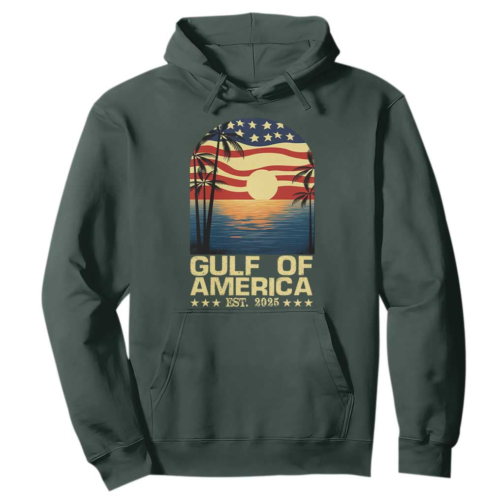 Gulf Of USA Hoodie Est 2025 American Flag Retro TS02 Dark Forest Green Print Your Wear