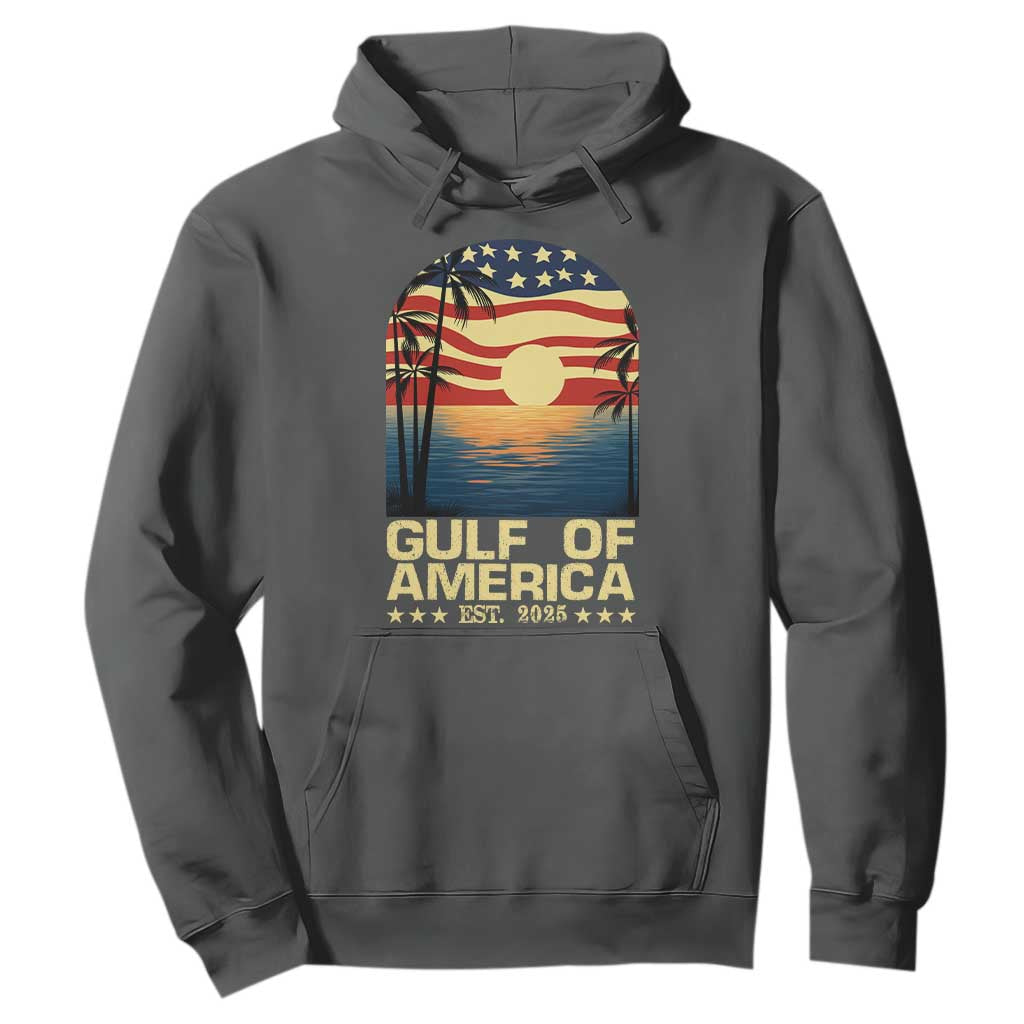 Gulf Of USA Hoodie Est 2025 American Flag Retro TS02 Dark Heather Print Your Wear