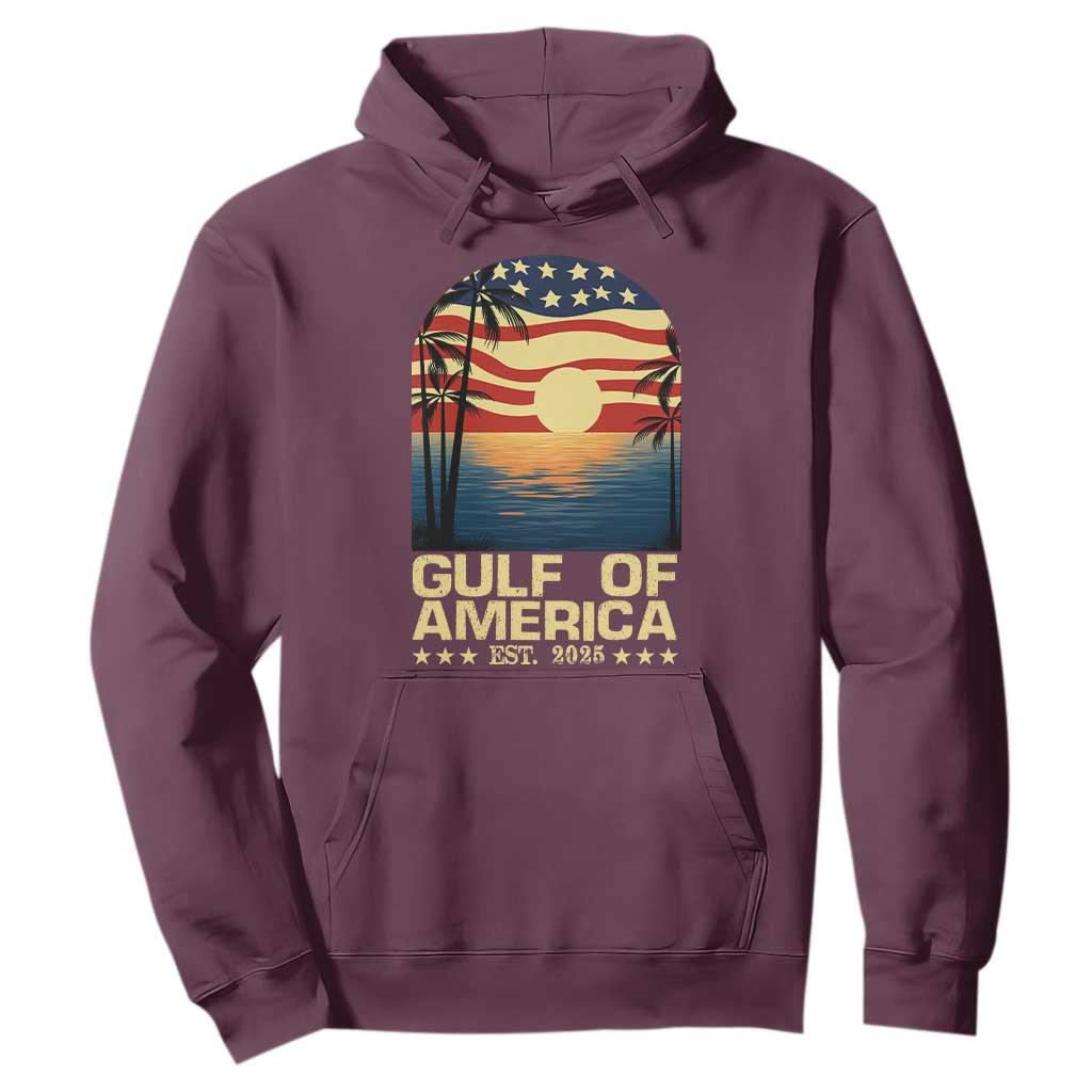 Gulf Of USA Hoodie Est 2025 American Flag Retro TS02 Maroon Print Your Wear