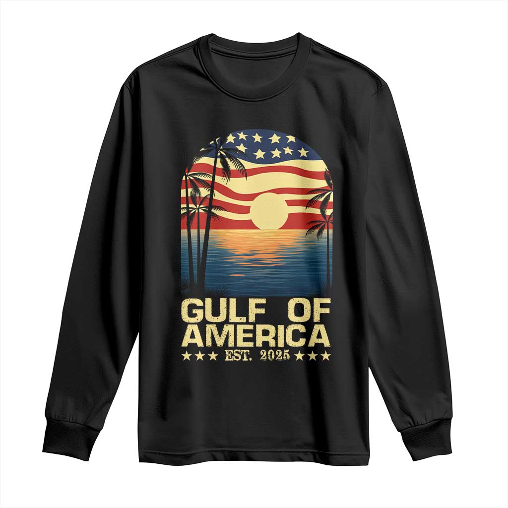 Gulf Of USA Long Sleeve Shirt Est 2025 American Flag Retro TS02 Black Print Your Wear