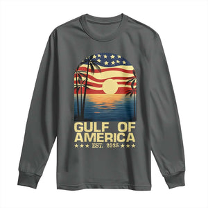 Gulf Of USA Long Sleeve Shirt Est 2025 American Flag Retro TS02 Dark Heather Print Your Wear