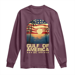 Gulf Of USA Long Sleeve Shirt Est 2025 American Flag Retro TS02 Maroon Print Your Wear