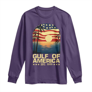 Gulf Of USA Long Sleeve Shirt Est 2025 American Flag Retro TS02 Purple Print Your Wear