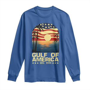 Gulf Of USA Long Sleeve Shirt Est 2025 American Flag Retro TS02 Royal Blue Print Your Wear