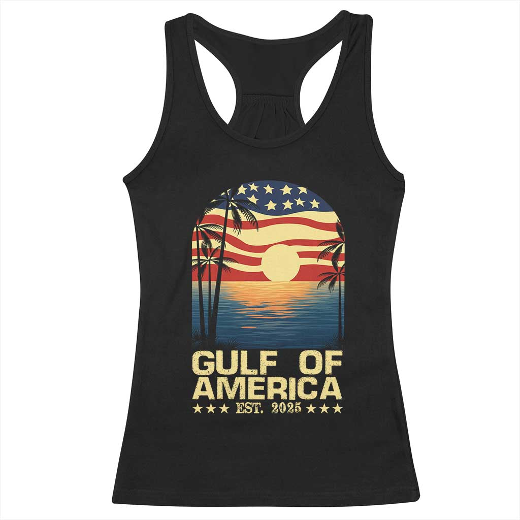 Gulf Of USA Racerback Tank Top Est 2025 American Flag Retro TS02 Black Print Your Wear