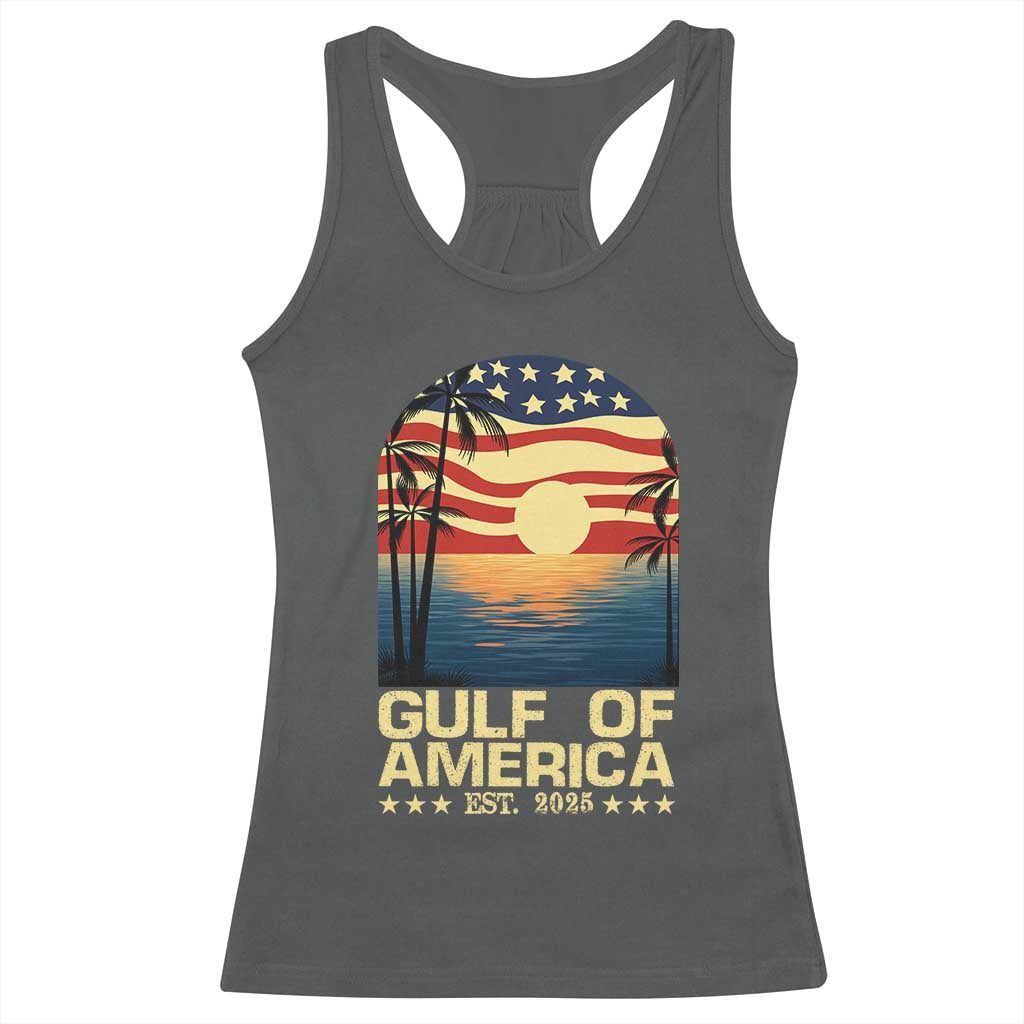 Gulf Of USA Racerback Tank Top Est 2025 American Flag Retro TS02 Dark Heather Print Your Wear