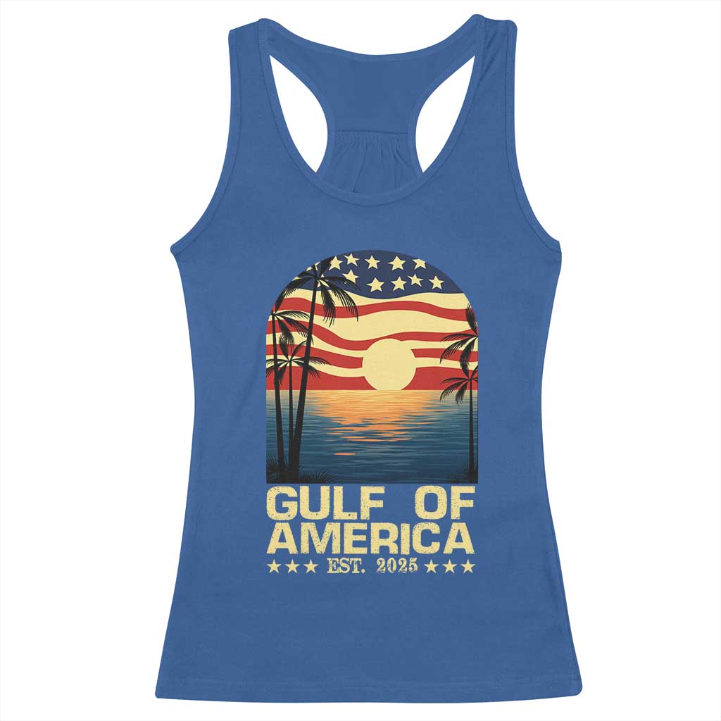 Gulf Of USA Racerback Tank Top Est 2025 American Flag Retro TS02 Royal Blue Print Your Wear
