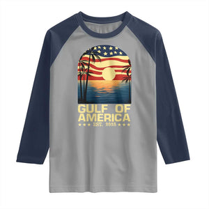 Gulf Of USA Raglan Shirt Est 2025 American Flag Retro TS02 Sport Gray Navy Print Your Wear