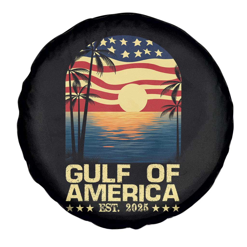 Gulf Of USA Spare Tire Cover Est 2025 American Flag Retro TS02 Print Your Wear