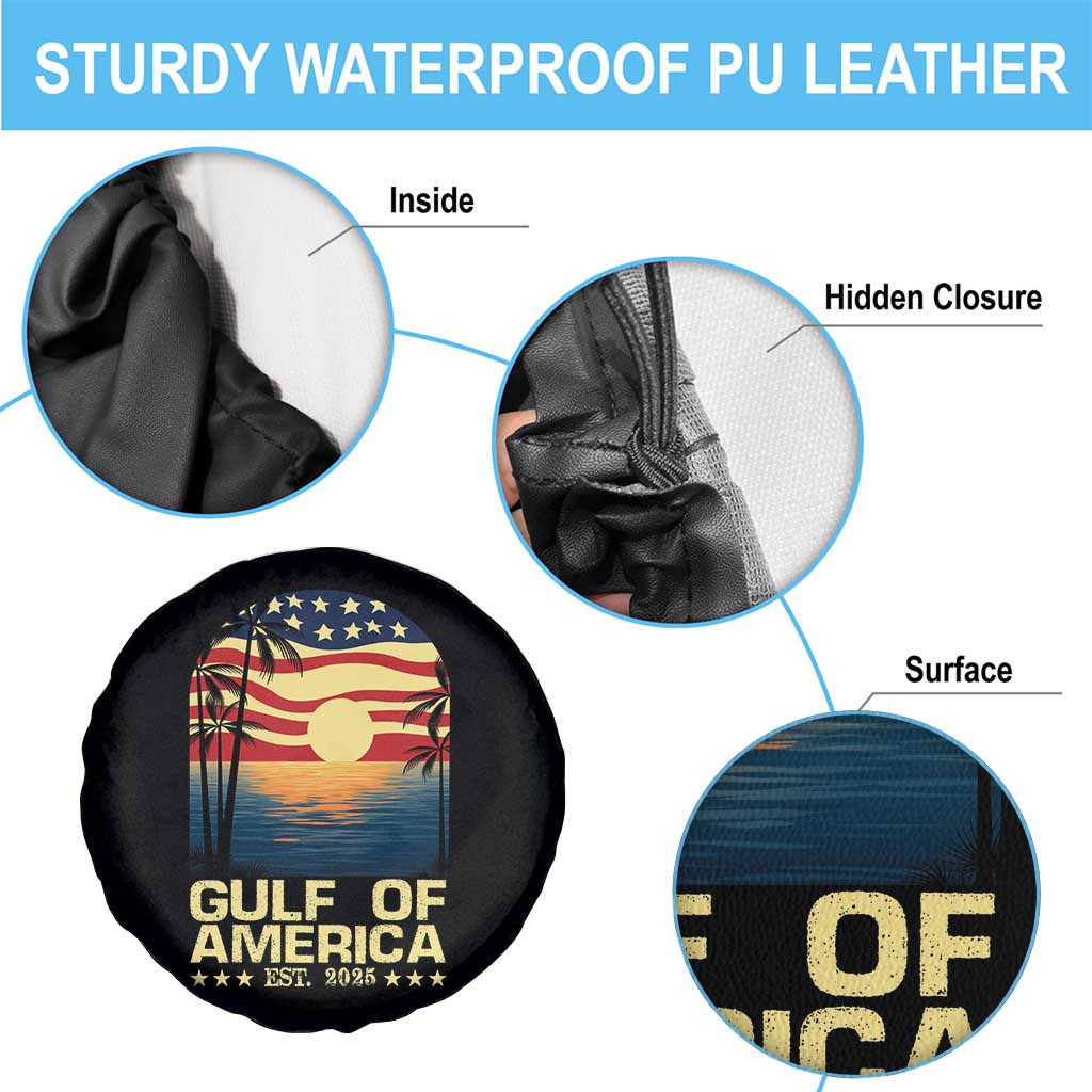 Gulf Of USA Spare Tire Cover Est 2025 American Flag Retro TS02 Print Your Wear