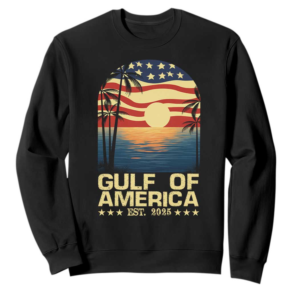 Gulf Of USA Sweatshirt Est 2025 American Flag Retro TS02 Black Print Your Wear