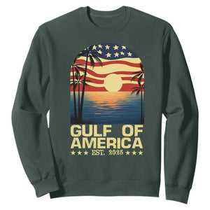 Gulf Of USA Sweatshirt Est 2025 American Flag Retro TS02 Dark Forest Green Print Your Wear