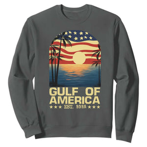 Gulf Of USA Sweatshirt Est 2025 American Flag Retro TS02 Dark Heather Print Your Wear
