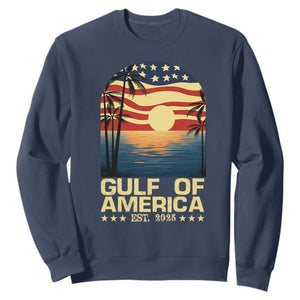 Gulf Of USA Sweatshirt Est 2025 American Flag Retro TS02 Navy Print Your Wear