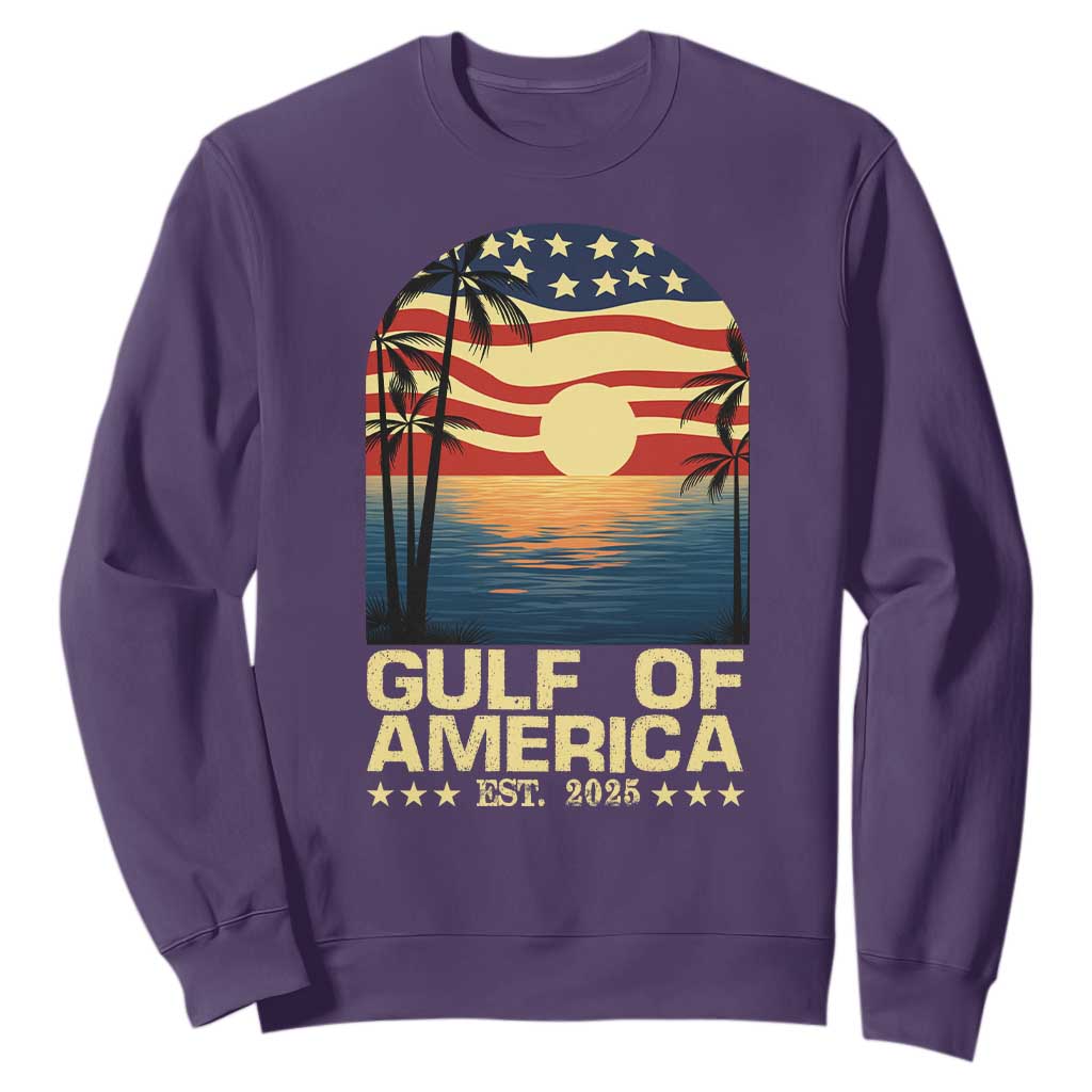 Gulf Of USA Sweatshirt Est 2025 American Flag Retro TS02 Purple Print Your Wear