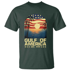 Gulf Of USA T Shirt Est 2025 American Flag Retro TS02 Dark Forest Green Print Your Wear
