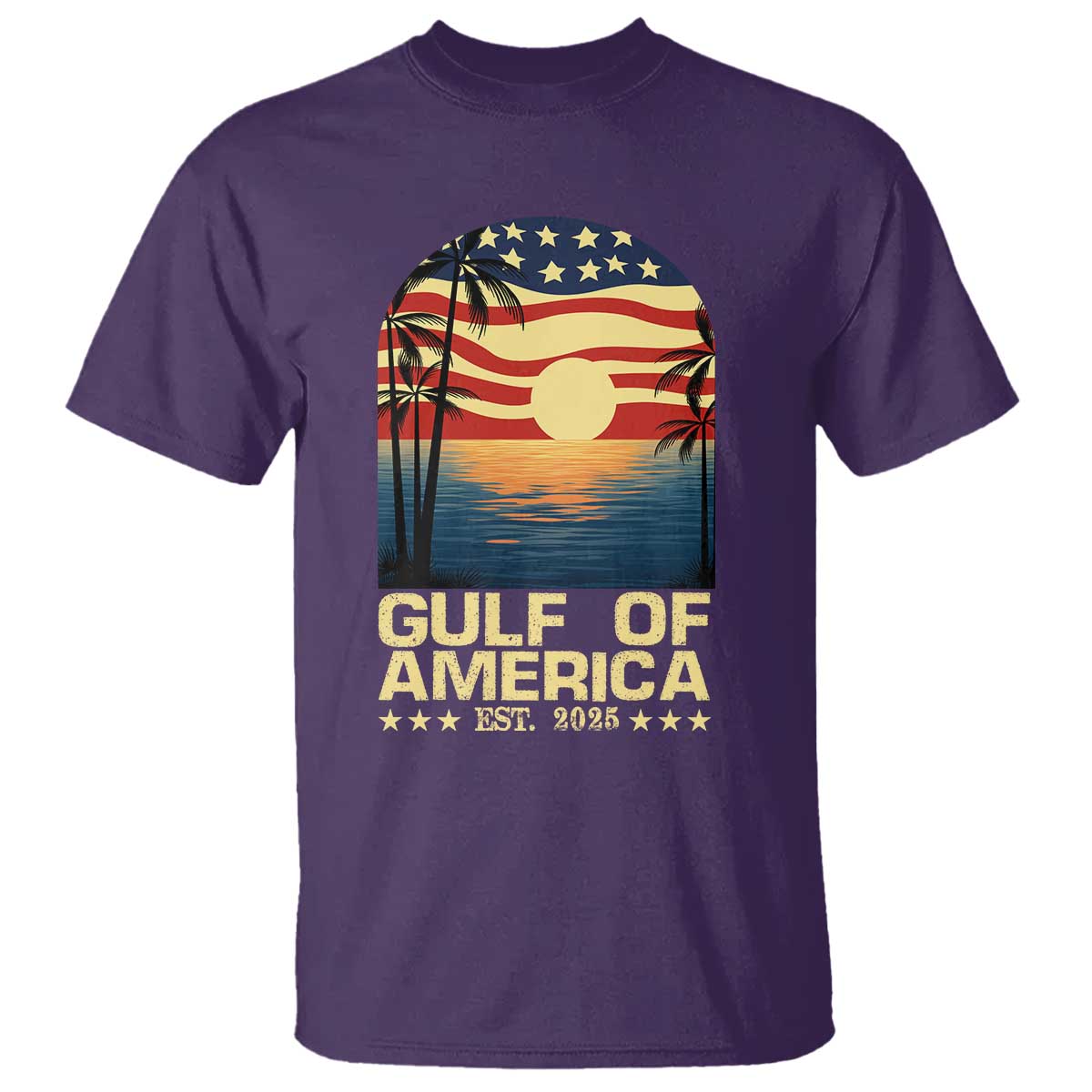 Gulf Of USA T Shirt Est 2025 American Flag Retro TS02 Purple Print Your Wear