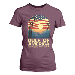 Gulf Of USA T Shirt For Women Est 2025 American Flag Retro TS02 Maroon Print Your Wear