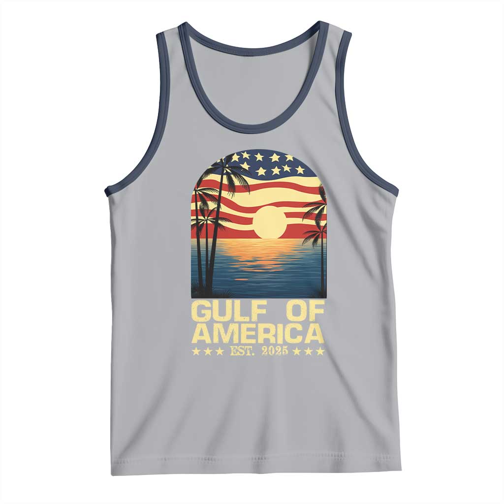 Gulf Of USA Tank Top Est 2025 American Flag Retro TS02 Athletic Heather Navy Print Your Wear