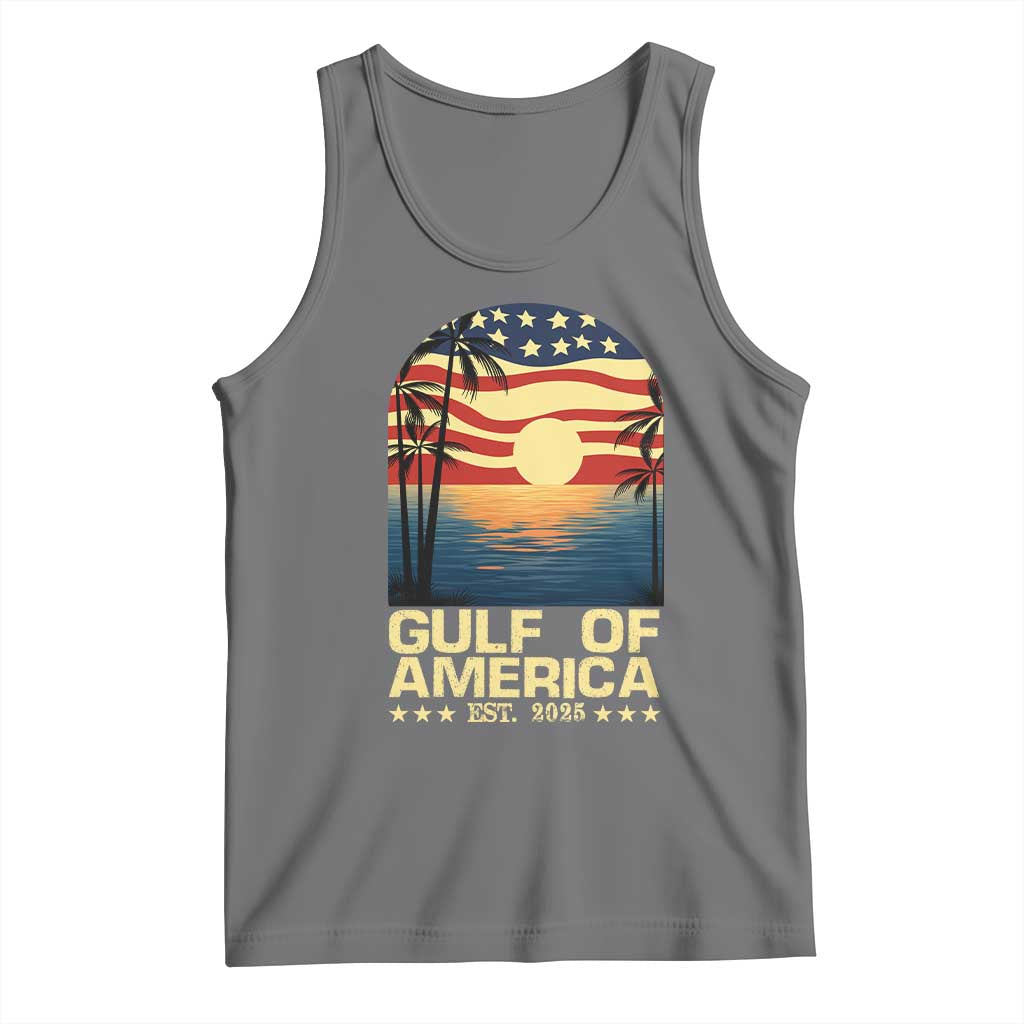 Gulf Of USA Tank Top Est 2025 American Flag Retro TS02 Black Heather Print Your Wear