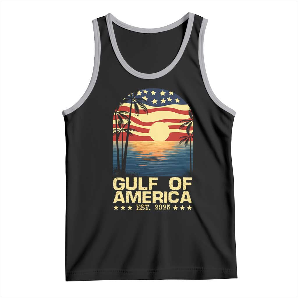 Gulf Of USA Tank Top Est 2025 American Flag Retro TS02 Black Athletic Heather Print Your Wear