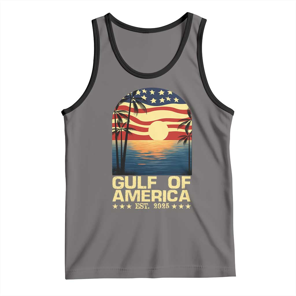Gulf Of USA Tank Top Est 2025 American Flag Retro TS02 Deep Heather Black Print Your Wear