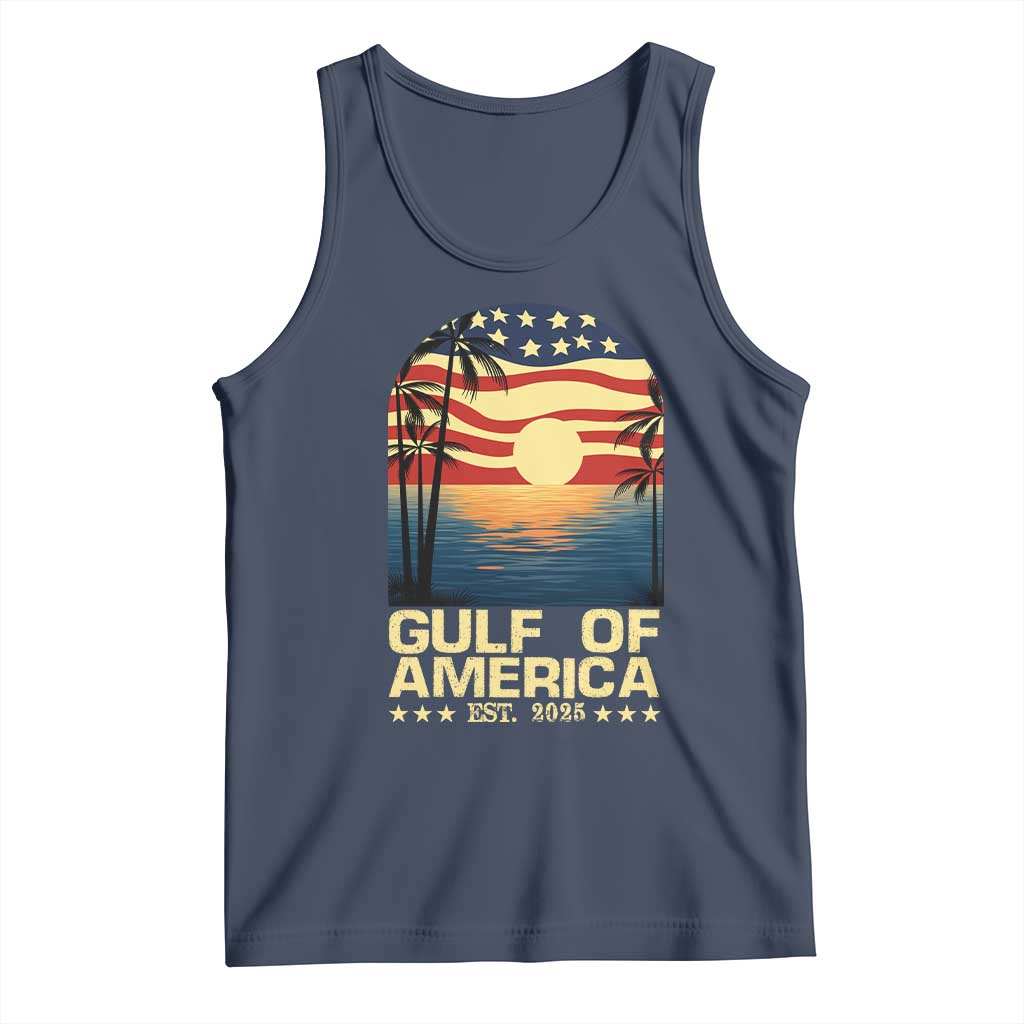 Gulf Of USA Tank Top Est 2025 American Flag Retro TS02 Navy Print Your Wear