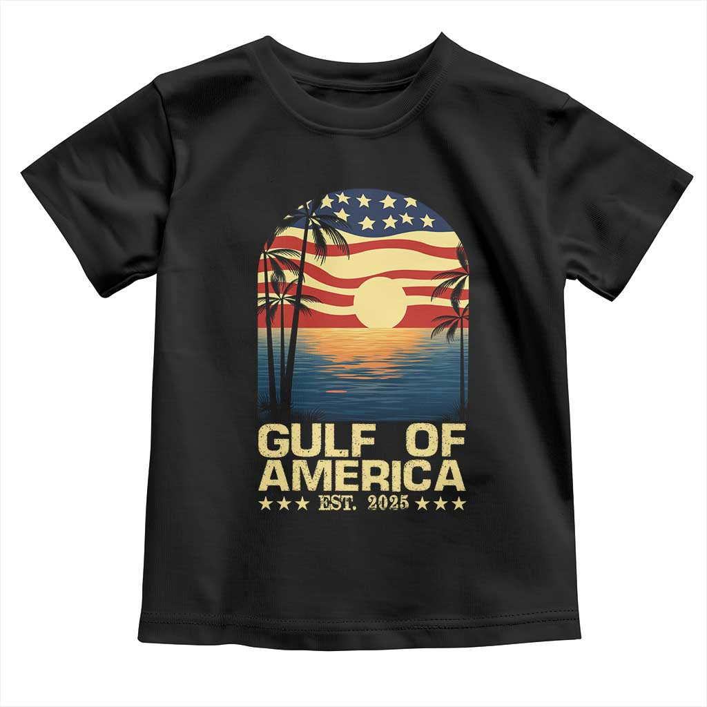 Gulf Of USA Toddler T Shirt Est 2025 American Flag Retro TS02 Black Print Your Wear