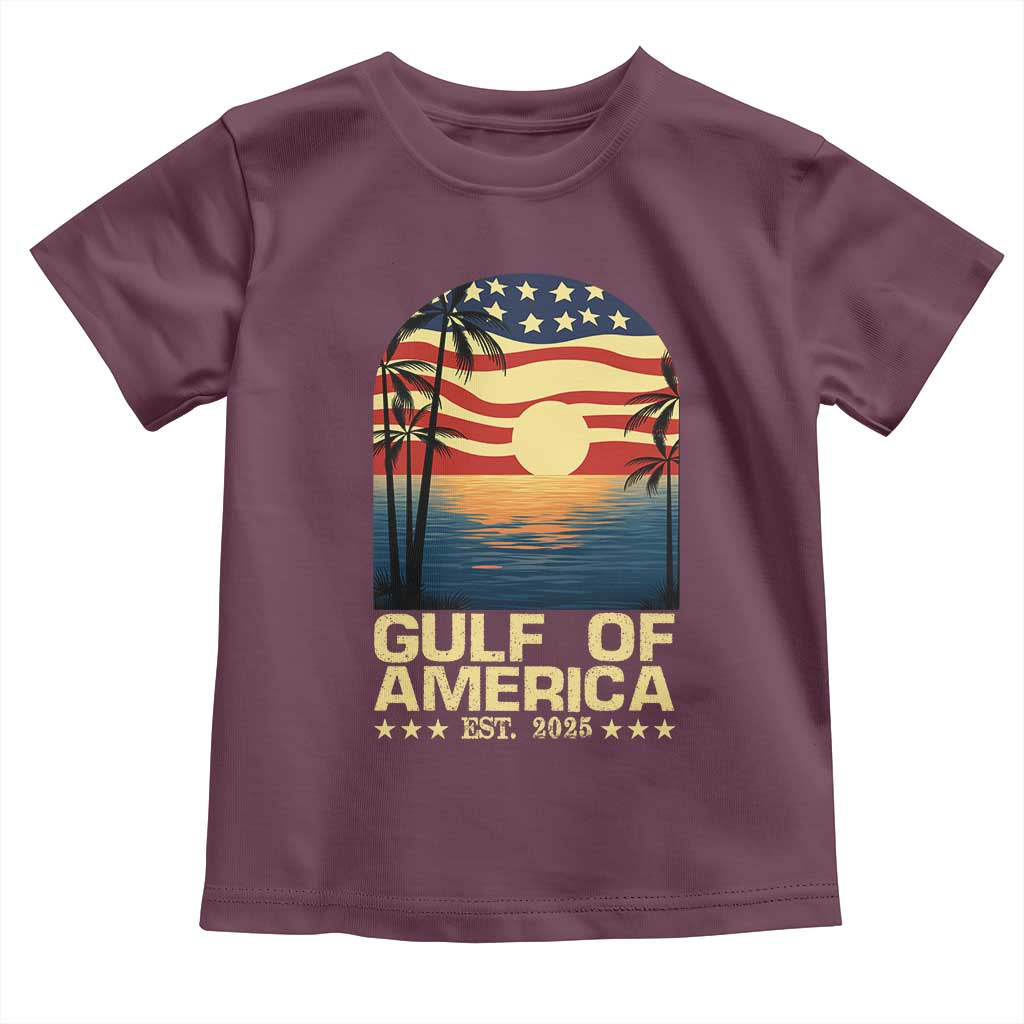 Gulf Of USA Toddler T Shirt Est 2025 American Flag Retro TS02 Maroon Print Your Wear