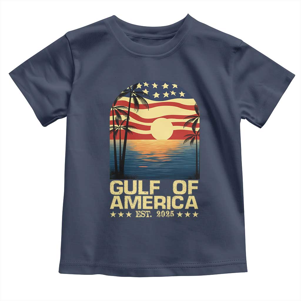 Gulf Of USA Toddler T Shirt Est 2025 American Flag Retro TS02 Navy Print Your Wear