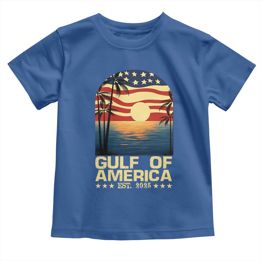 Gulf Of USA Toddler T Shirt Est 2025 American Flag Retro TS02 Royal Blue Print Your Wear