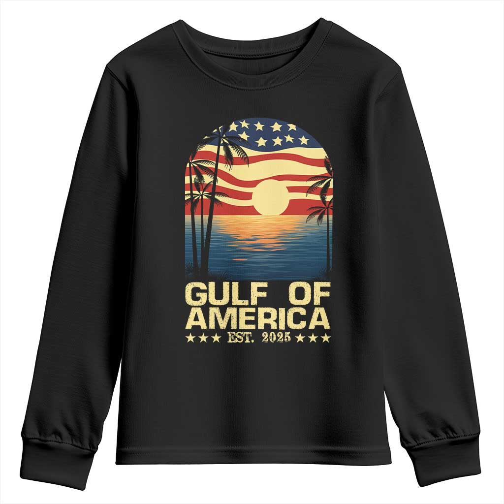Gulf Of USA Youth Sweatshirt Est 2025 American Flag Retro TS02 Black Print Your Wear