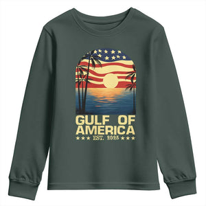 Gulf Of USA Youth Sweatshirt Est 2025 American Flag Retro TS02 Dark Forest Green Print Your Wear