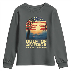 Gulf Of USA Youth Sweatshirt Est 2025 American Flag Retro TS02 Dark Heather Print Your Wear