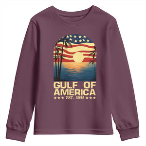 Gulf Of USA Youth Sweatshirt Est 2025 American Flag Retro TS02 Maroon Print Your Wear