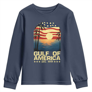 Gulf Of USA Youth Sweatshirt Est 2025 American Flag Retro TS02 Navy Print Your Wear