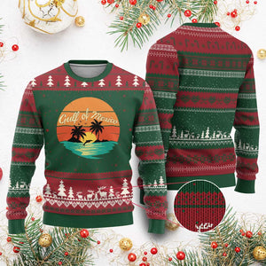 Gulf Of Mexico Ugly Christmas Sweater Forever Beach Palms Summer Vacation TS02 Red Green Print Your Wear